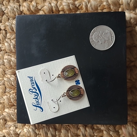 Lucky Brand Jewelry - Lucky Brand bronze and green gem cut dangle earrings